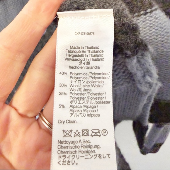 Madewell | Rugby Stripe Polo Sweater in a blue and gray wool-blend knit Size XS - Picture 6 of 9